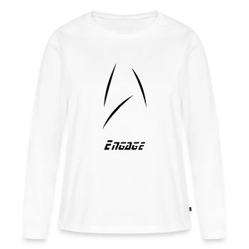 étoile engagement minimal - T-shirt manches longues Premium bio Femme - blanc - Devant - Julia (174cm)