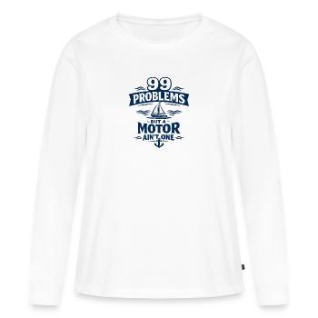 99 problèmes mais un moteur n’en fait pas partie - T-shirt manches longues Premium bio Femme - blanc - Devant - Julia (174cm)