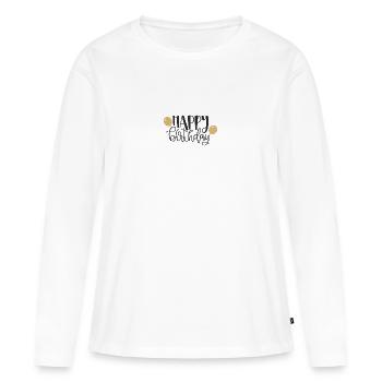 Joyeux anniversaire - T-shirt manches longues Premium bio Femme - blanc - Devant - Julia (174cm)