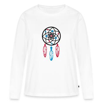 Traumfänger / Dreamcatcher PERLEN - Frauen Premium Bio Langarmshirt - Weiß - Vorne - Julia (174cm)