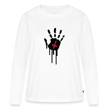 Bloody Handprint - Women's Premium Organic Long Sleeve Shirt - white - Front - Julia (174cm)