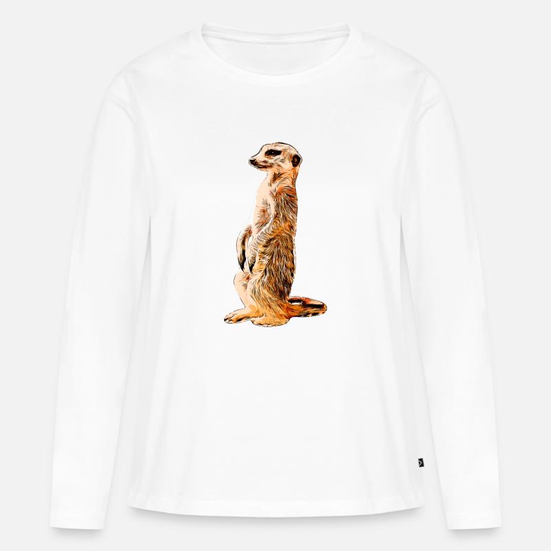 Erdmännchen - Frauen Premium Bio Langarmshirt - Weiß