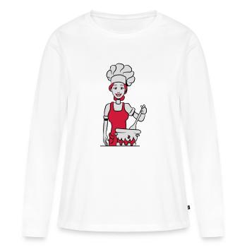 cuisinier cuisinier - T-shirt manches longues Premium bio Femme - blanc - Devant - Julia (174cm)