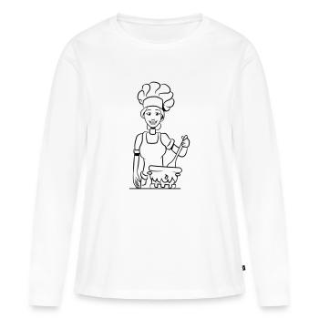 cuisinier cuisinier - T-shirt manches longues Premium bio Femme - blanc - Devant - Julia (174cm)