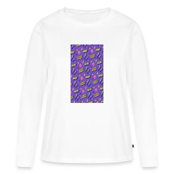 LGBTIQ Pride Month Pattern - T-shirt manches longues Premium bio Femme - blanc - Devant - Julia (174cm)