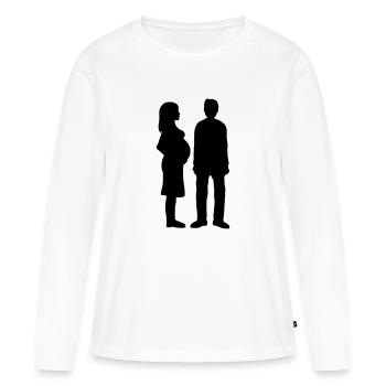 Femme enceinte Homme pauvre - T-shirt manches longues Premium bio Femme - blanc - Devant - Julia (174cm)