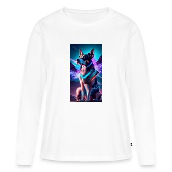 AstroDog Watcher - Frauen Premium Bio Langarmshirt - Weiß - Vorne - Julia (174cm)