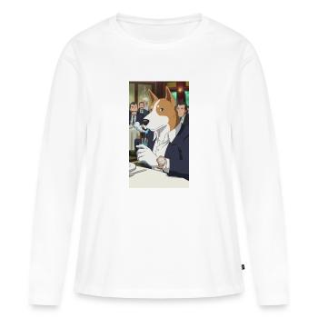 Anime Dog Cartoon Selfmade business - Frauen Premium Bio Langarmshirt - Weiß - Vorne - Julia (174cm)