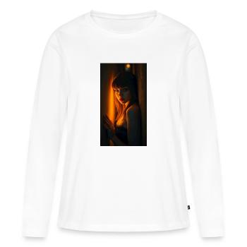 SWS MINUIT - T-shirt manches longues Premium bio Femme - blanc - Devant - Julia (174cm)