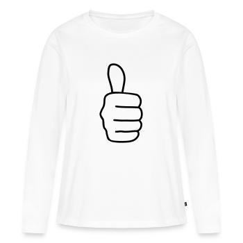 Thumbs up, super, bon, le poing, la main - T-shirt manches longues Premium bio Femme - blanc - Devant - Julia (174cm)