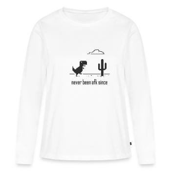 Jamais afk nerd internet wifi dino gambler - T-shirt manches longues Premium bio Femme - blanc - Devant - Julia (174cm)