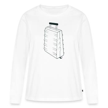 Valise debout robuste et résistante - T-shirt manches longues Premium bio Femme - blanc - Devant - Julia (174cm)