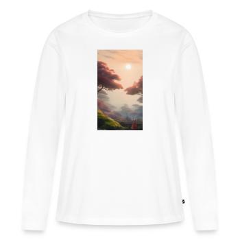 Mélodie céleste - T-shirt manches longues Premium bio Femme - blanc - Devant - Julia (174cm)