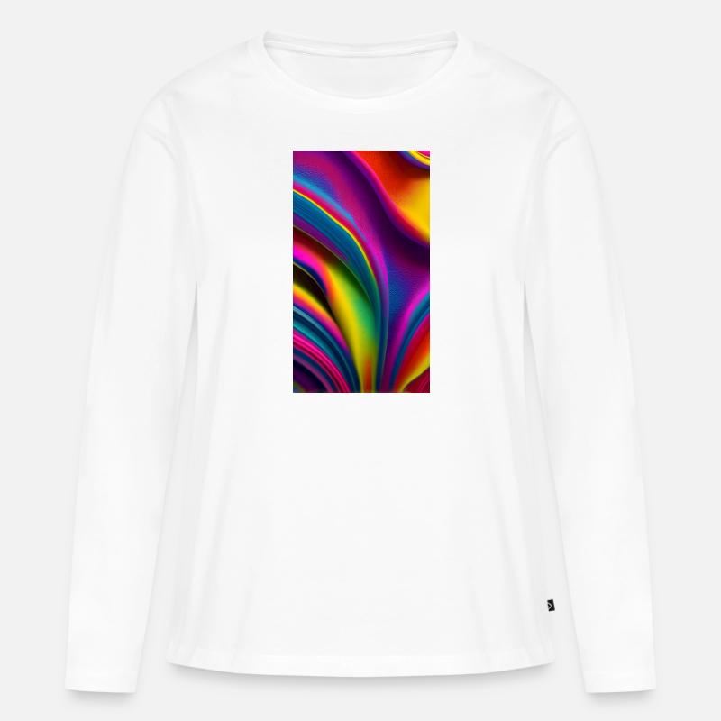 Farbexplosion der Abstraktion - Frauen Premium Bio Langarmshirt - Weiß