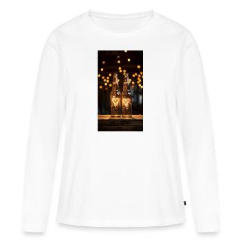 L’amour de la bière - T-shirt manches longues Premium bio Femme - blanc - Devant - Julia (174cm)