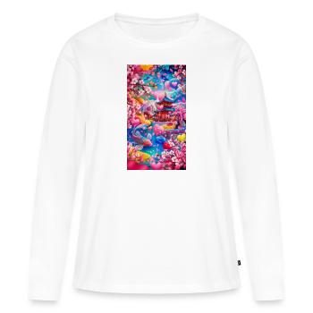 beautiful place - T-shirt manches longues Premium bio Femme - blanc - Devant - Julia (174cm)