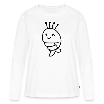 Crevette - T-shirt manches longues Premium bio Femme - blanc - Devant - Julia (174cm)