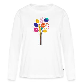 Flower - Frauen Premium Bio Langarmshirt - Weiß - Vorne - Julia (174cm)