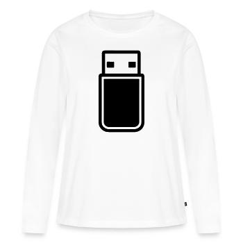 USB flash drive - Women's Premium Organic Long Sleeve Shirt - white - Front - Julia (174cm)
