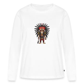 Apache Indianer Skelett - Frauen Premium Bio Langarmshirt - Weiß - Vorne - Julia (174cm)