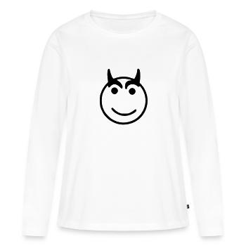 Emoji Skizze glücklich schwarz - Women's Premium Organic Long Sleeve Shirt - white - Front - Julia (174cm)