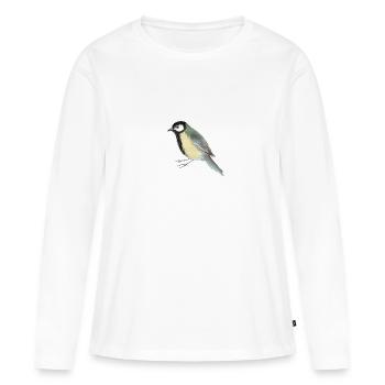 Mésange de choux - T-shirt manches longues Premium bio Femme - blanc - Devant - Julia (174cm)