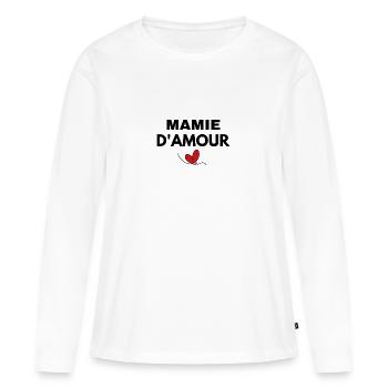 Mamie d'Amour - T-shirt manches longues Premium bio Femme - blanc - Devant - Julia (174cm)