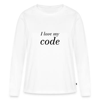 J’adore mon code - T-shirt manches longues Premium bio Femme - blanc - Devant - Julia (174cm)