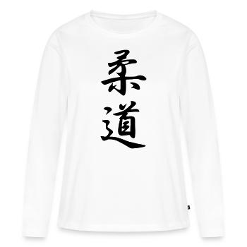 Judo Kanji - T-shirt manches longues Premium bio Femme - blanc - Devant - Julia (174cm)