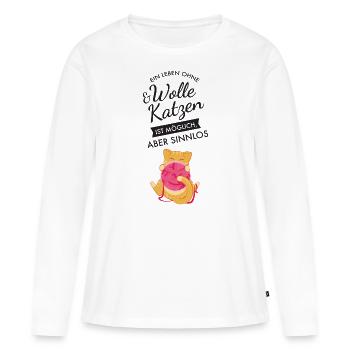 Ein Leben Ohne Wolle & Katzen Ist Möglich... - Frauen Premium Bio Langarmshirt - Weiß - Vorne - Julia (174cm)