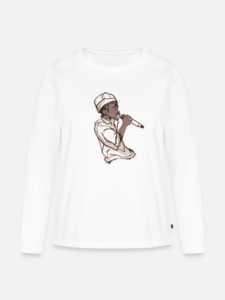 Rapper hält ein Mikrofon - Frauen Premium Bio Langarmshirt - Weiß
