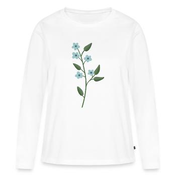Fleur bleu clair - T-shirt manches longues Premium bio Femme - blanc - Devant - Julia (174cm)