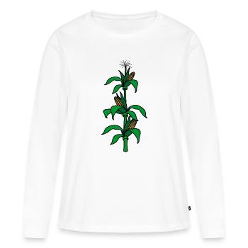 Corn stalk logo for corn harvest - Women's Premium Organic Long Sleeve Shirt - white - Front - Julia (174cm)
