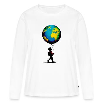 Planète Terre - T-shirt manches longues Premium bio Femme - blanc - Devant - Julia (174cm)