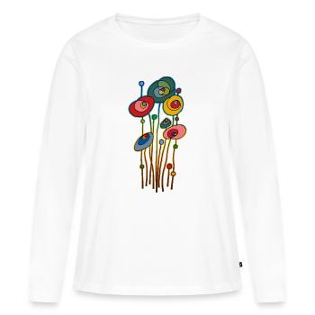 Bloemen - Vrouwen Premium Bio shirt met lange mouwen - wit - Voor - Julia (174cm)