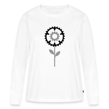 Fleur de plateau – Fleur de vélo - T-shirt manches longues Premium bio Femme - blanc - Devant - Julia (174cm)