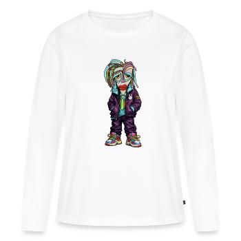 Personnage coloré de Street-Tron - T-shirt manches longues Premium bio Femme - blanc - Devant - Julia (174cm)