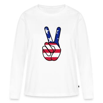 USA Victoire - T-shirt manches longues Premium bio Femme - blanc - Devant - Julia (174cm)