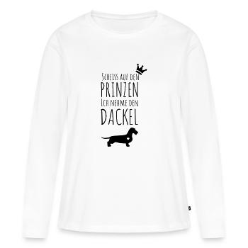 Prinz & Dackel - Frauen Premium Bio Langarmshirt - Weiß - Vorne - Julia (174cm)