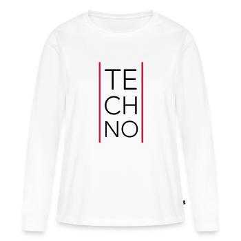 Techno - T-shirt manches longues Premium bio Femme - blanc - Devant - Julia (174cm)