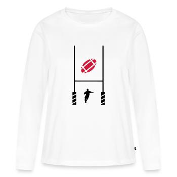 essai rugby 2 - T-shirt manches longues Premium bio Femme - blanc - Devant - Julia (174cm)