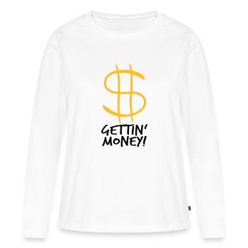 symbole dollar gettin argent signe argent riche argent - T-shirt manches longues Premium bio Femme - blanc - Devant - Julia (174cm)