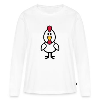 Poule - T-shirt manches longues Premium bio Femme - blanc - Devant - Julia (174cm)