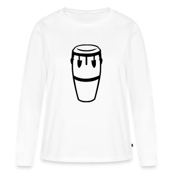 Tambour - T-shirt manches longues Premium bio Femme - blanc - Devant - Julia (174cm)