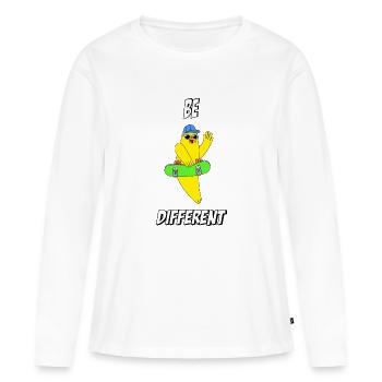 be different - Frauen Premium Bio Langarmshirt - Weiß - Vorne - Julia (174cm)