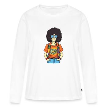 Marc der Hippie - Frauen Premium Bio Langarmshirt - Weiß - Vorne - Julia (174cm)