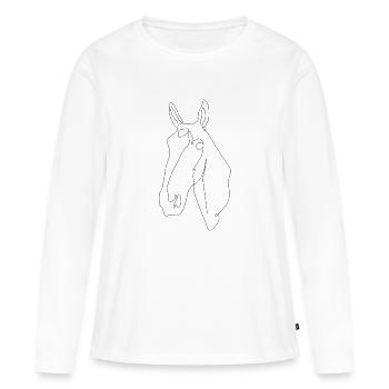 Pferdekopf Kurt - Frauen Premium Bio Langarmshirt - Weiß - Vorne - Julia (174cm)