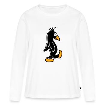 Pinguin läuft ulkig dumm guckt lustig doof albern - Frauen Premium Bio Langarmshirt - Weiß - Vorne - Julia (174cm)