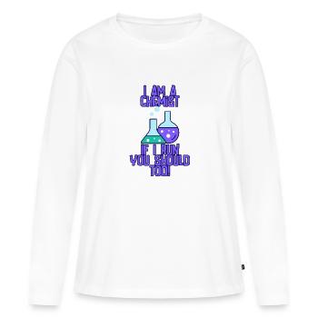 Je suis chimiste, si je cours, vous devriez aussi! - T-shirt manches longues Premium bio Femme - blanc - Devant - Julia (174cm)