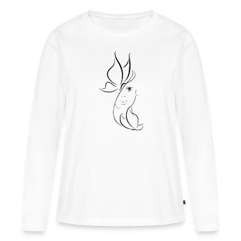 Âme papillon - T-shirt manches longues Premium bio Femme - blanc - Devant - Julia (174cm)